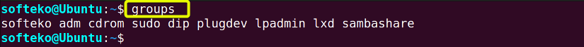Using groups command