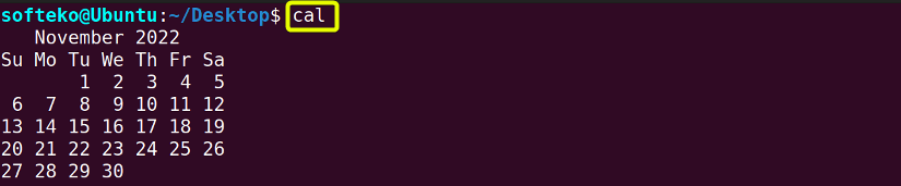 Using cal command