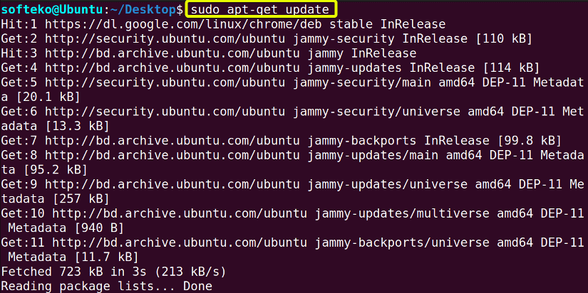 apt-get command update option used to update system packages