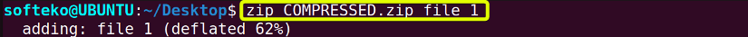 Compressing a single file using zip command