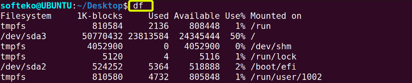 Using df command
