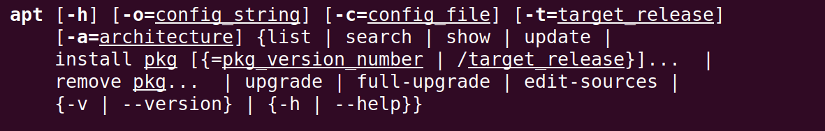 Synopsis of apt command