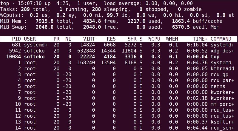 Using top command -n NUM option to view top NUM number of processes
