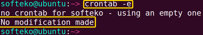 No modification was made in crontab.
