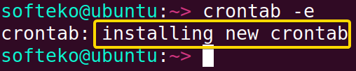 Installing the new crontab after making modifications.