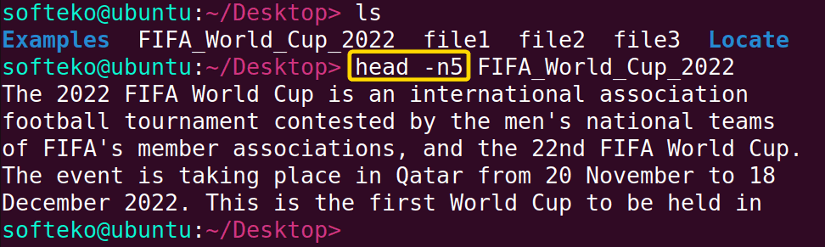 Displaying first five lines.