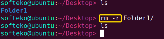 removing a nonempty directory using rm command.
