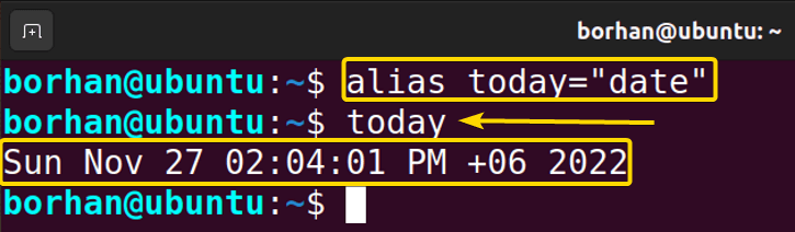 Creating temporary alias in Linux