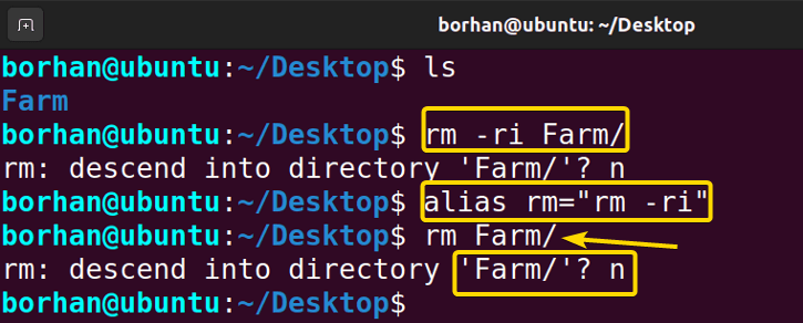 Reducing rm -ri command to rm command. 