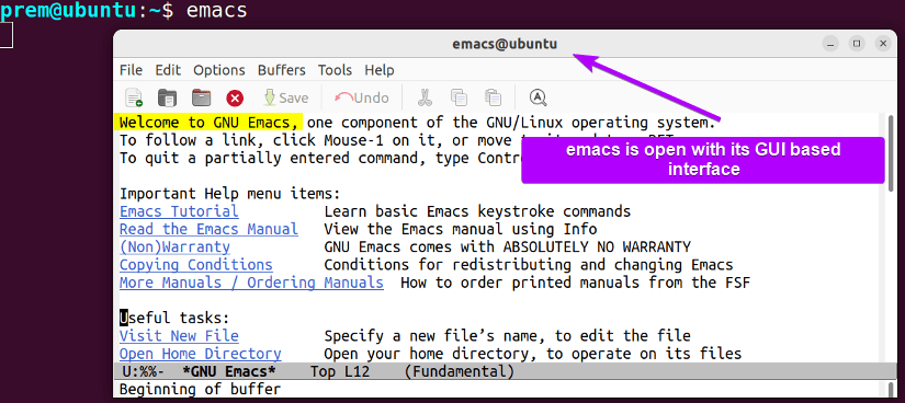 emacs is open with gui based interface 