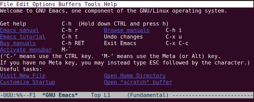 emacs is open in no window mode