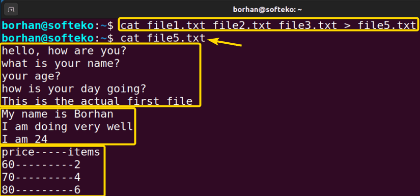 Combine the contents of multiple files into a new file