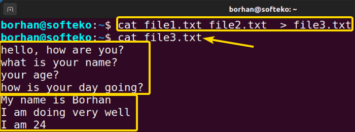 Redirecting the contents of multiple files
