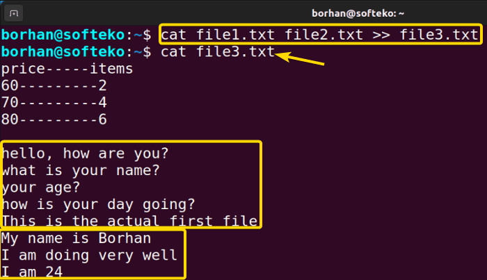 Append the contents of multiple files into one file