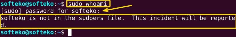 Another user softeko is not a root user