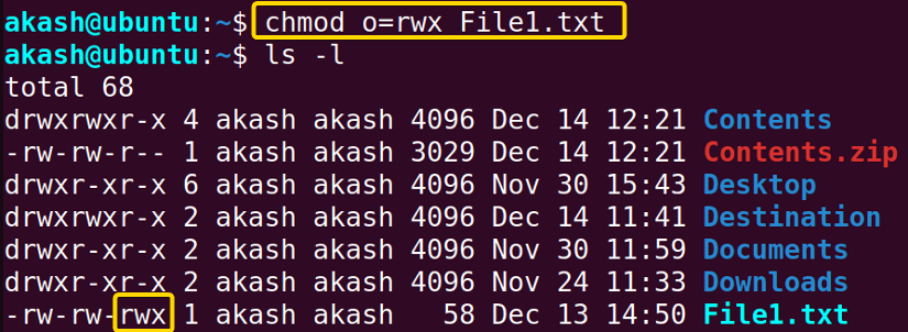 Changing permission with chmod command in linux