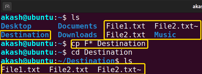 Using Wildcard to copy with cp command