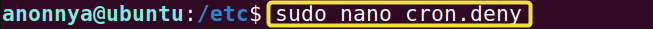 Creating cron.deny file to deny permission to use cron job.