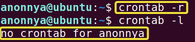 Removing user's own crontab file.