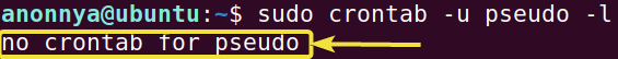 Checking deleted crontab file of other user using -l option.