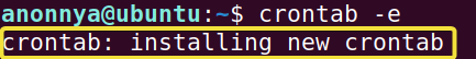 Editing crontab file using crontab command in Linux.