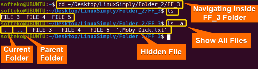 ls -a command in directory