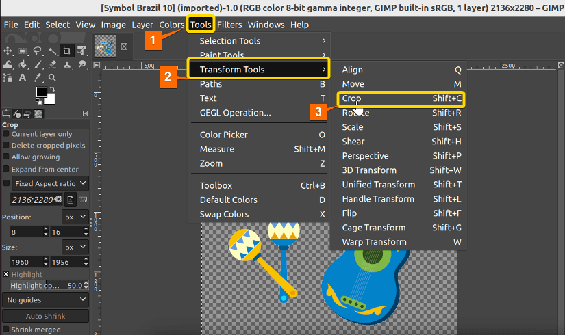 Cropping Image using GIMP in Linux