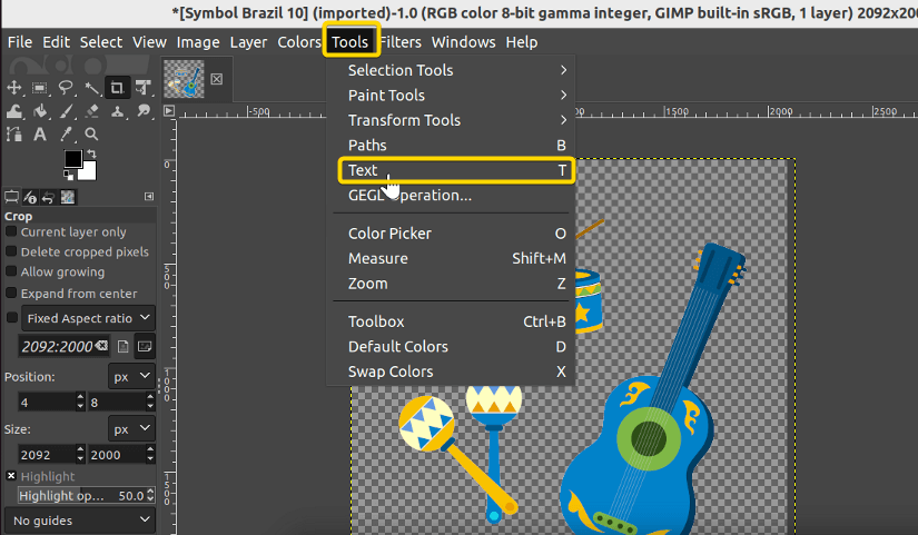 Adding text using GIMP