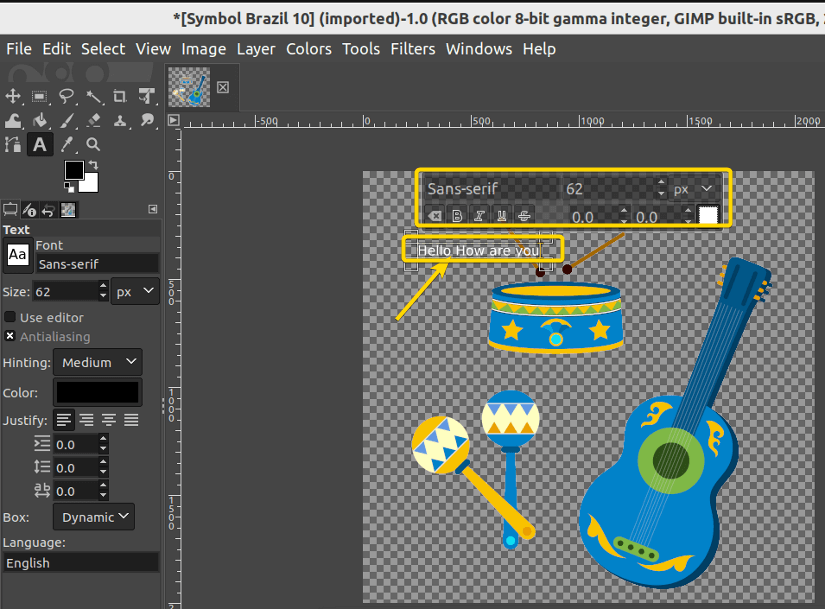 Inserting text into image