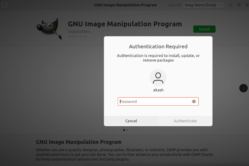 Providing password for installation