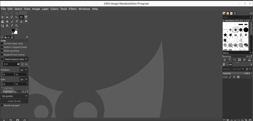 Opening up the GIMP interface