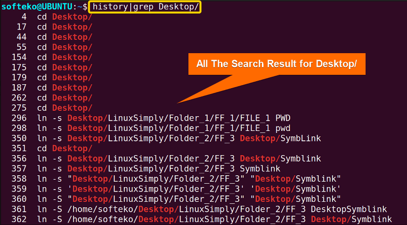 using grep command to search for Desktop