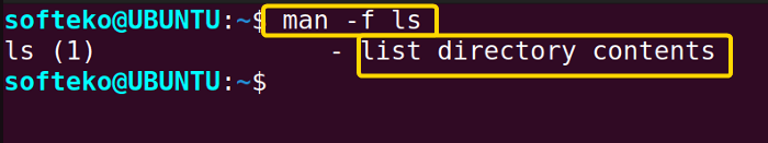 Using -f option to find out short description