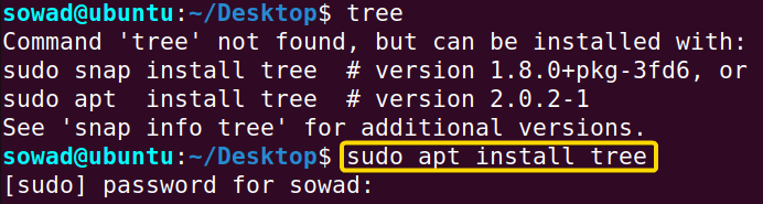 Installing the tree command in Linux
