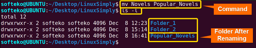 after renaming a folder using mv command in linux