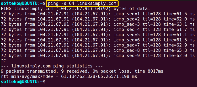 Fixing size of each packet
