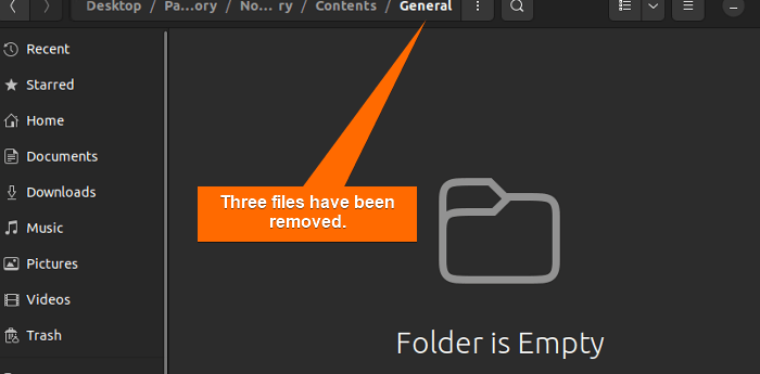 Multiple files have been removed by using the rm command in Linux(GUI View).
