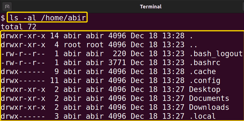 List all files in Home directory