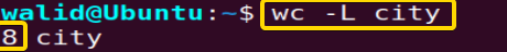Showing the length of the longest line in a text using the wc command in Linux