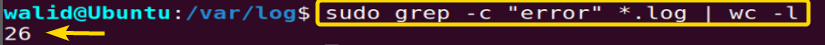 Piping the output of the grep command into the wc command
