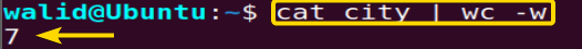 Using the cat command and wc command together