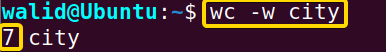 Printing word count using the wc command in linux