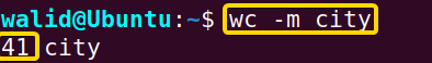 Printing number of characters using the wc command in Linux