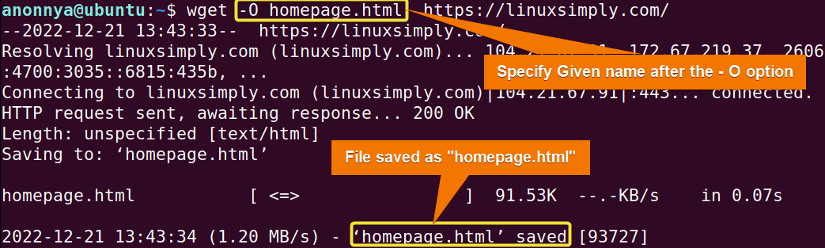 Downloading file under a different name using wget command.