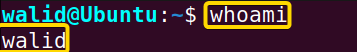 printing the current effective username using whoami command in linux