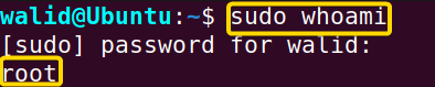 Showing the output for root user