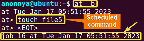 Scheduling a job when system load permits using at command in linux.