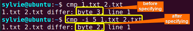 Compare Two Files Skipping Specified Number of Bytes