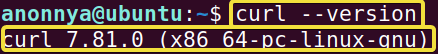 Checking curl version.