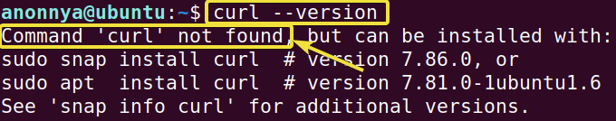 Checking for curl command in system.